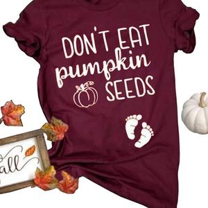 Small maroon white Halloween maternity T Shirt